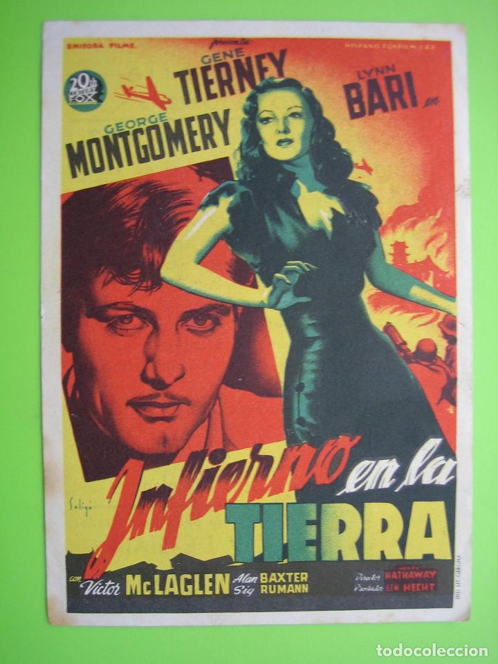 Carteles espect&aacute;culos: 4 Programa de cine. Infierno en la tierra. Cine Victoria - Foto 1