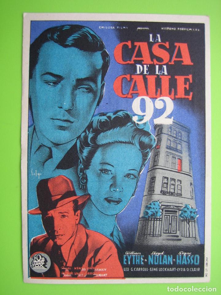 Carteles espect&aacute;culos: 4 Programa de cine. La casa de la calle 92. Sal&oacute;n Victoria - Foto 1