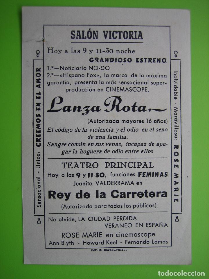 Carteles espect&aacute;culos: 4 Programa de cine. Lanza rota. Sala Victoria - Foto 2