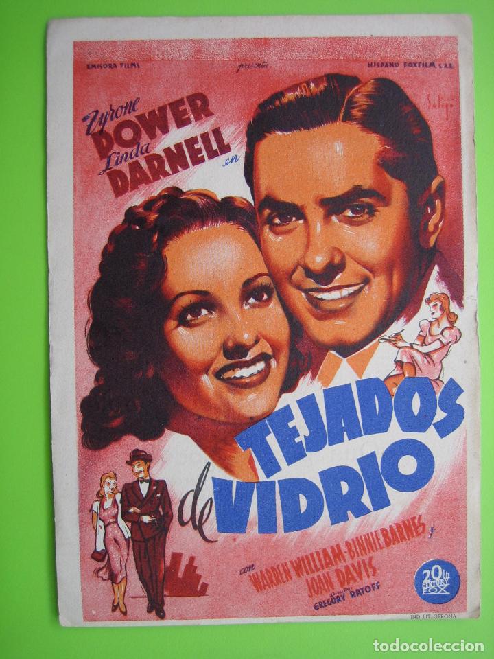 Carteles espect&aacute;culos: 4 Programa de cine. Tejados de vidrio. Sala Victoria - Foto 1