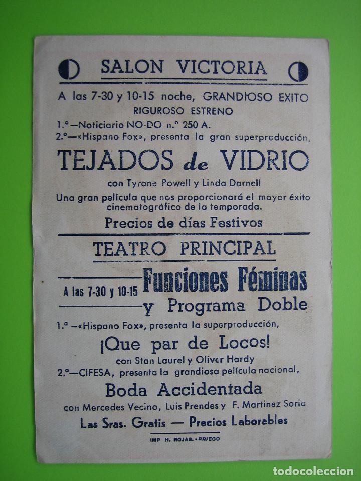 Carteles espect&aacute;culos: 4 Programa de cine. Tejados de vidrio. Sala Victoria - Foto 2