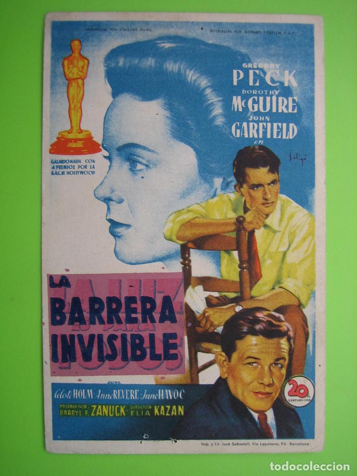 Carteles espect&aacute;culos: 4 Programa de cine. La barrera invisible. Cine ideal. Montilla - Foto 1