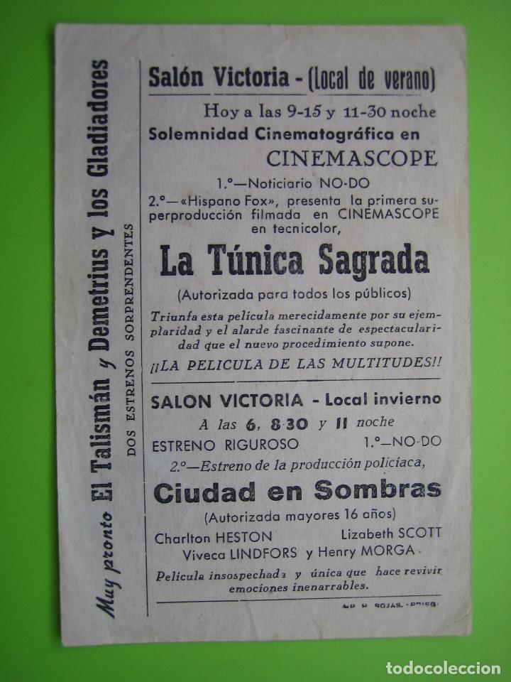 Carteles espect&aacute;culos: 4 Programa de cine. La t&uacute;nica sagrada. Sal&oacute;n Victoria - Foto 2