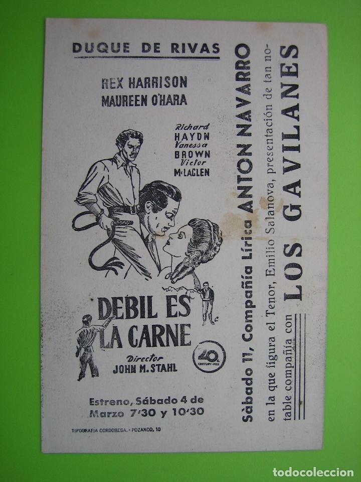 Carteles espect&aacute;culos: 4 Programa de cine. Debil es la carne. Duque de Rivas - Foto 2