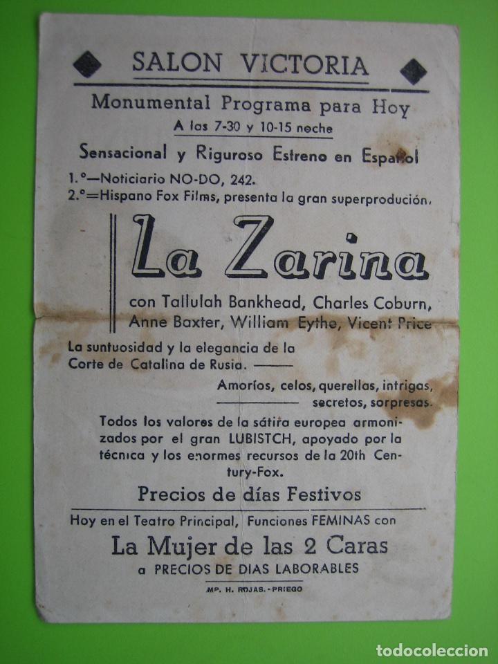 Carteles espect&aacute;culos: 4 Programa de cine. La Zarina. Sal&oacute;n Victoria - Foto 2