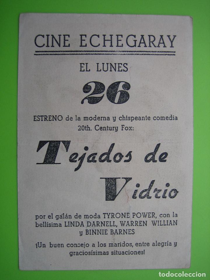 Carteles espect&aacute;culos: 4 Programa de cine. Tejados de Vidrio. Cine Echegaray - Foto 2
