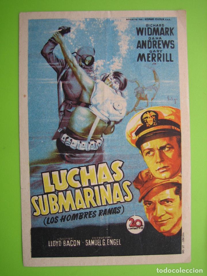Carteles espect&aacute;culos: 4 Programa de cine. Luchas  submarinas. Cine Alameda - Foto 1