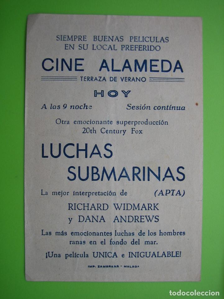 Carteles espect&aacute;culos: 4 Programa de cine. Luchas  submarinas. Cine Alameda - Foto 2