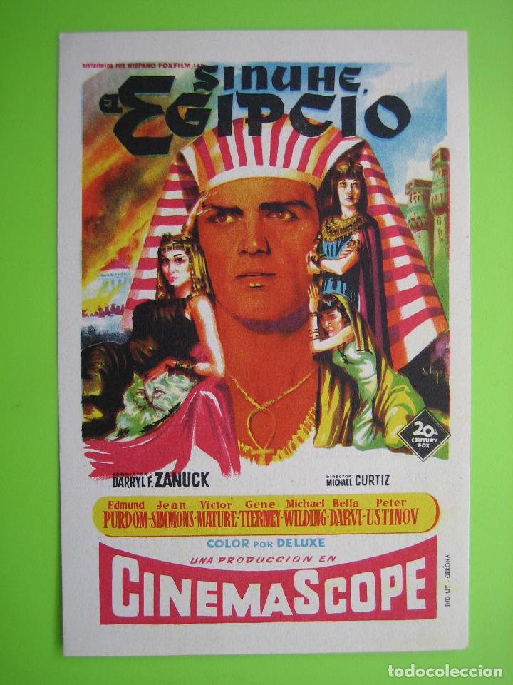 Carteles espect&aacute;culos: 4 Programa de cine. Sinahe El Egipcio. Cine Palafox - Foto 1