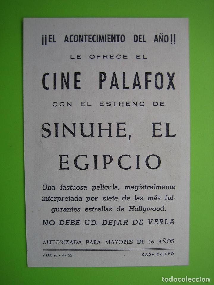Carteles espect&aacute;culos: 4 Programa de cine. Sinahe El Egipcio. Cine Palafox - Foto 2