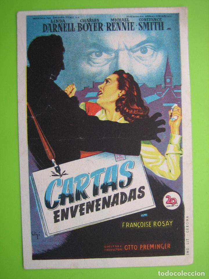 Carteles espect&aacute;culos: 4 Programa de cine. Cartas envenenadas. Cine Lis Palace - Foto 1