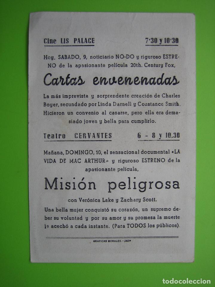 Carteles espect&aacute;culos: 4 Programa de cine. Cartas envenenadas. Cine Lis Palace - Foto 2
