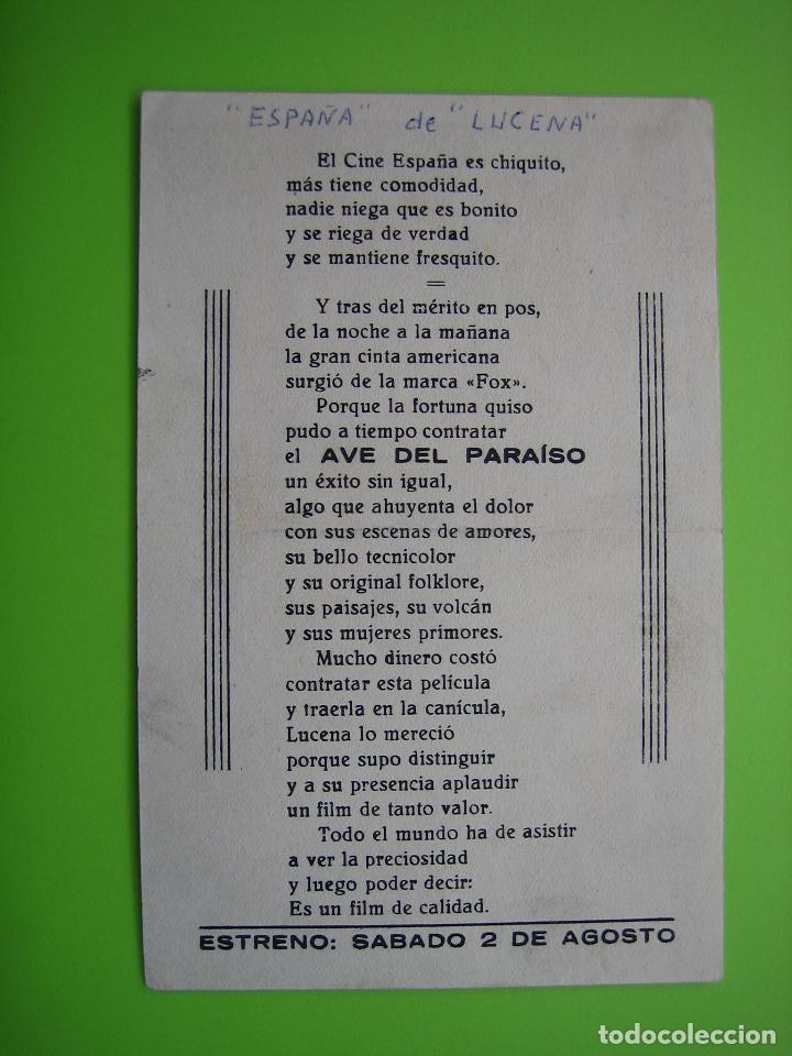 Carteles espect&aacute;culos: 4 Programa de cine. Ave del para&iacute;so - Foto 2