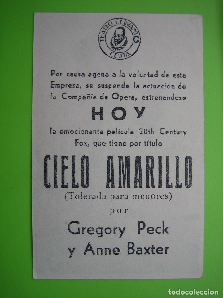 Carteles espect&aacute;culos: 4 Programa de cine. Cielo amarillo. Teatro Cervantes - Foto 2