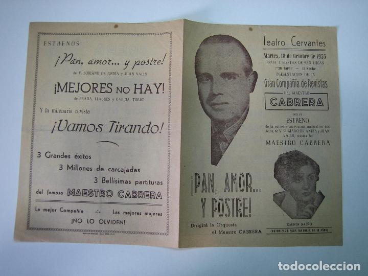 Carteles espect&aacute;culos: Antiguo programa de espect&aacute;culo o teatro. Teatro Cervantes 1955 - Foto 1