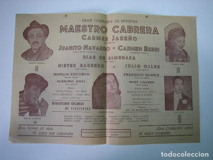 Carteles espect&aacute;culos: Antiguo programa de espect&aacute;culo o teatro. Teatro Cervantes 1955 - Foto 2