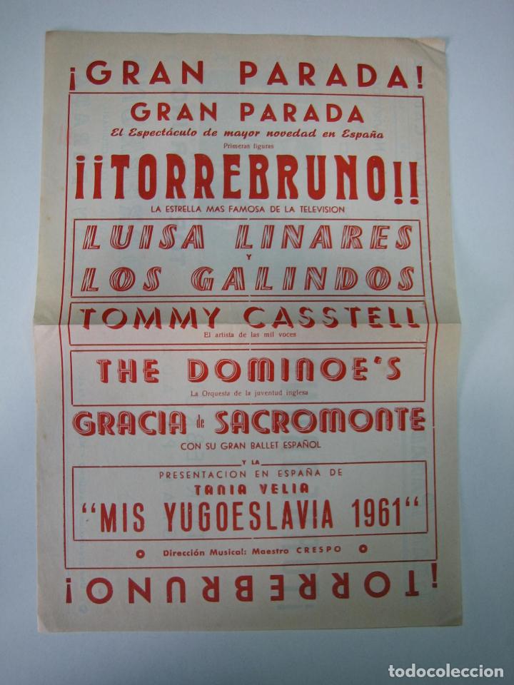 Carteles espect&aacute;culos: Antiguo programa de espect&aacute;culo o teatro. Gran Parada. Torrebruno - Foto 1