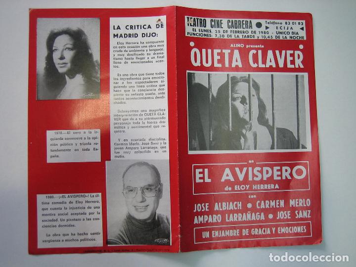 Carteles espect&aacute;culos: Programa de teatro o espect&aacute;culo de variedades. El avispero. Cine Cabrera. Ecija - Foto 1