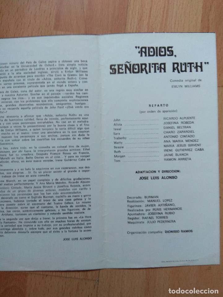 Carteles espect&aacute;culos: PROGRAMA DE TEATRO ISABEL LA CATOLICA --ADIOS SE&Ntilde;ORITA RUTH - Foto 2