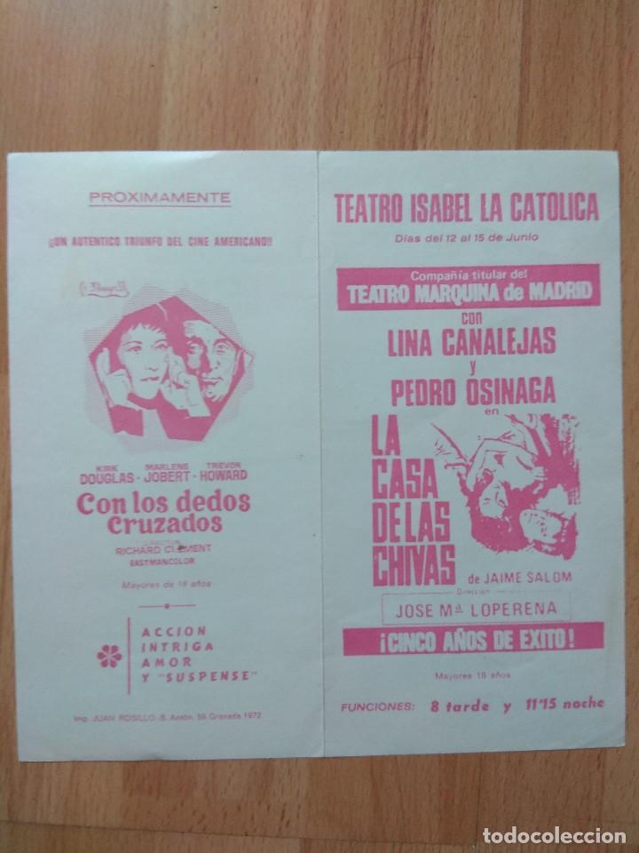 Carteles espect&aacute;culos: PROGRAMA DE TEATRO ISABEL LA CATOLICA -- LA CASA DE LAS CHIVAS - Foto 1