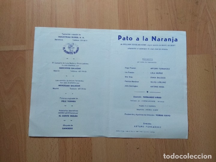 Carteles espect&aacute;culos: PROGRAMA DE TEATRO ISABEL LA CATOLICA --PATO A LA NARANJA - Foto 3