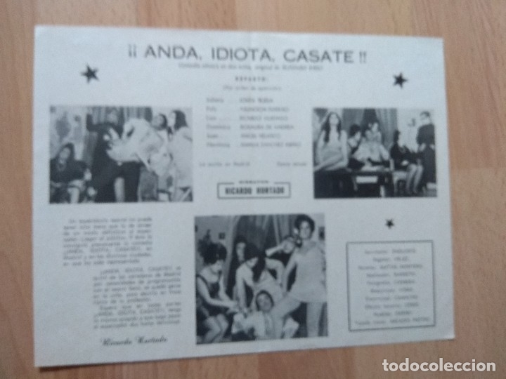 Carteles espect&aacute;culos: PROGRAMA DE TEATRO ALVAREZ QUINTERO 1970--ANDA IDIOTA..CASATE-- - Foto 3