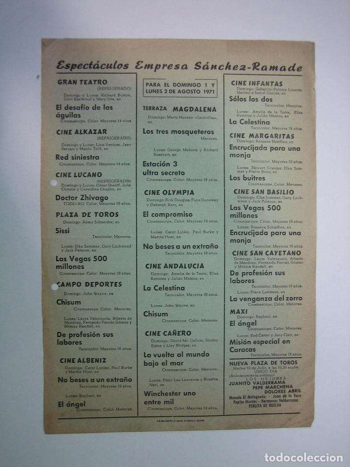 Carteles espect&aacute;culos: 1. Cartel programa de cine. Empresa Sanches Ramade - Foto 1