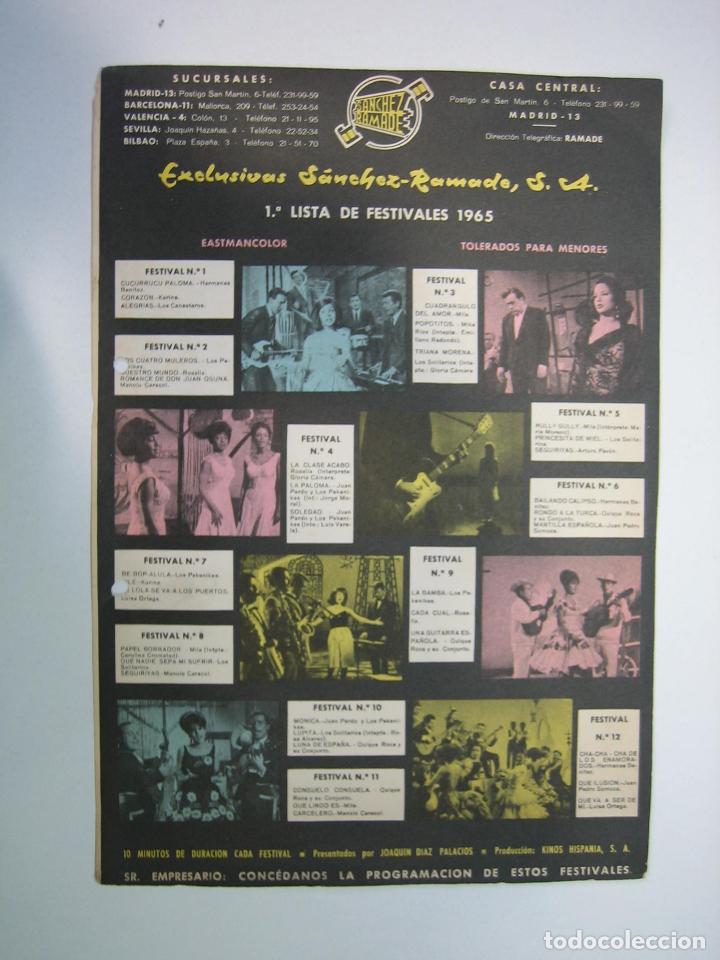 Carteles espect&aacute;culos: 1. Cartel programa de cine. Empresa Sanches Ramade 1965 - Foto 1