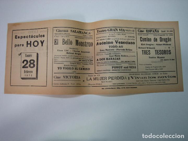 Carteles espect&aacute;culos: Antiguo programa de cines. Cartelera de peliculas 1972 - Foto 1