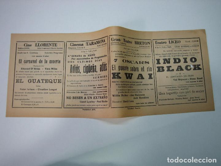 Carteles espect&aacute;culos: Antiguo programa de cines. Cartelera de peliculas 1972 - Foto 2