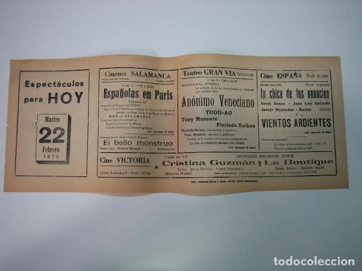 Carteles espect&aacute;culos: Antiguo programa de cines. Cartelera de peliculas 1972 - Foto 1
