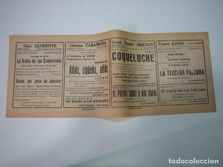 Carteles espect&aacute;culos: Antiguo programa de cines. Cartelera de peliculas 1972 - Foto 2