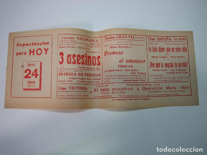 Carteles espect&aacute;culos: Antiguo programa de cines. Cartelera de peliculas 1972 - Foto 1
