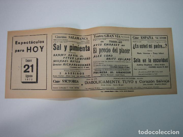 Carteles espect&aacute;culos: Antiguo programa de cines. Cartelera de peliculas 1972 - Foto 1