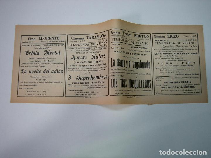Carteles espect&aacute;culos: Antiguo programa de cines. Cartelera de peliculas 1972 - Foto 2