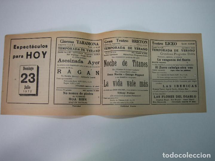Carteles espect&aacute;culos: Antiguo programa de cines. Cartelera de peliculas 1972 - Foto 1
