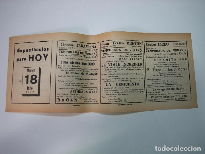 Carteles espect&aacute;culos: Antiguo programa de cines. Cartelera de peliculas 1972 - Foto 1
