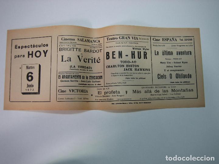 Carteles espect&aacute;culos: Antiguo programa de cines. Cartelera de peliculas 1972 - Foto 1