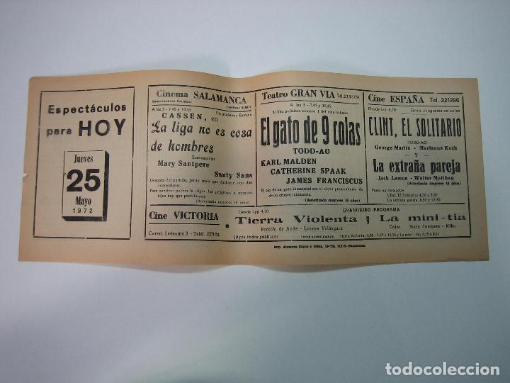 Carteles espect&aacute;culos: Antiguo programa de cines. Cartelera de peliculas 1972 - Foto 1