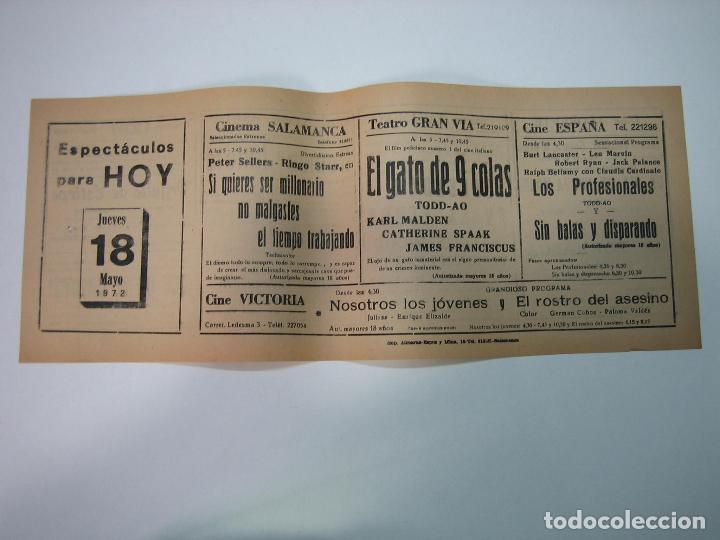 Carteles espect&aacute;culos: Antiguo programa de cines. Cartelera de peliculas 1972 - Foto 1