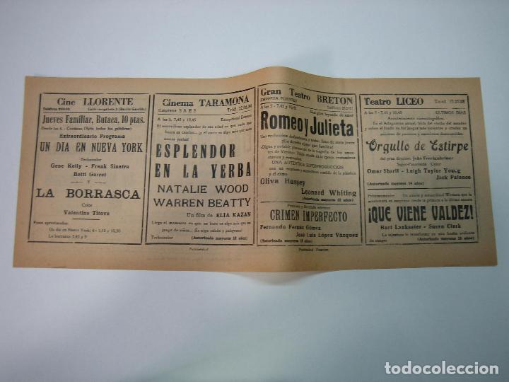 Carteles espect&aacute;culos: Antiguo programa de cines. Cartelera de peliculas 1972 - Foto 2