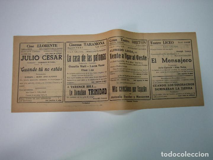 Carteles espect&aacute;culos: Antiguo programa de cines. Cartelera de peliculas 1972 - Foto 2