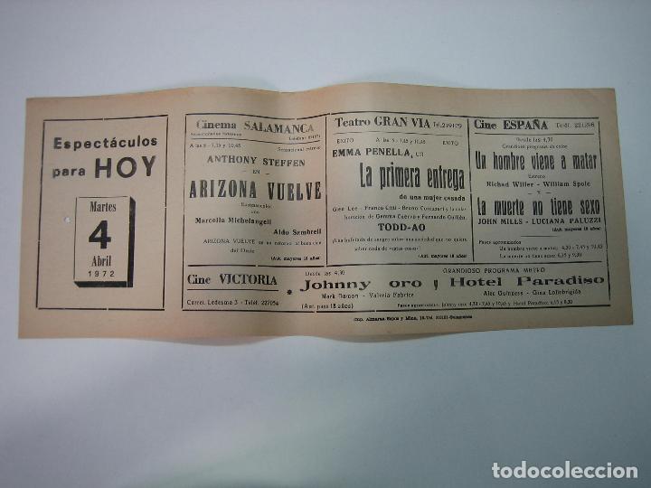 Carteles espect&aacute;culos: Antiguo programa de cines. Cartelera de peliculas 1972 - Foto 1