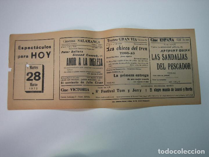 Carteles espect&aacute;culos: Antiguo programa de cines. Cartelera de peliculas 1972 - Foto 1