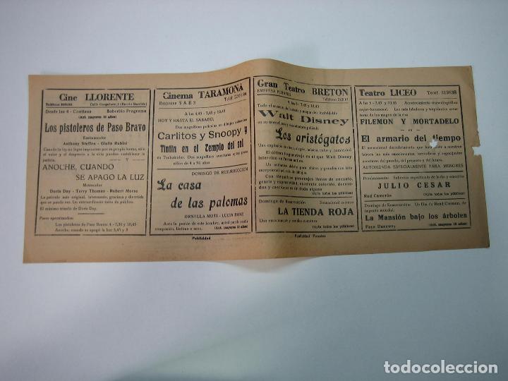 Carteles espect&aacute;culos: Antiguo programa de cines. Cartelera de peliculas 1972 - Foto 2
