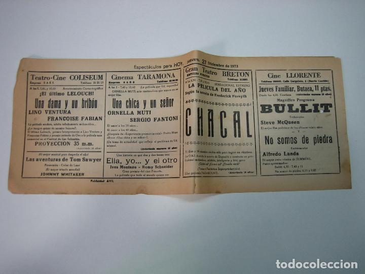Carteles espect&aacute;culos: Antiguo programa de cines. Cartelera de peliculas 1972 - Foto 2