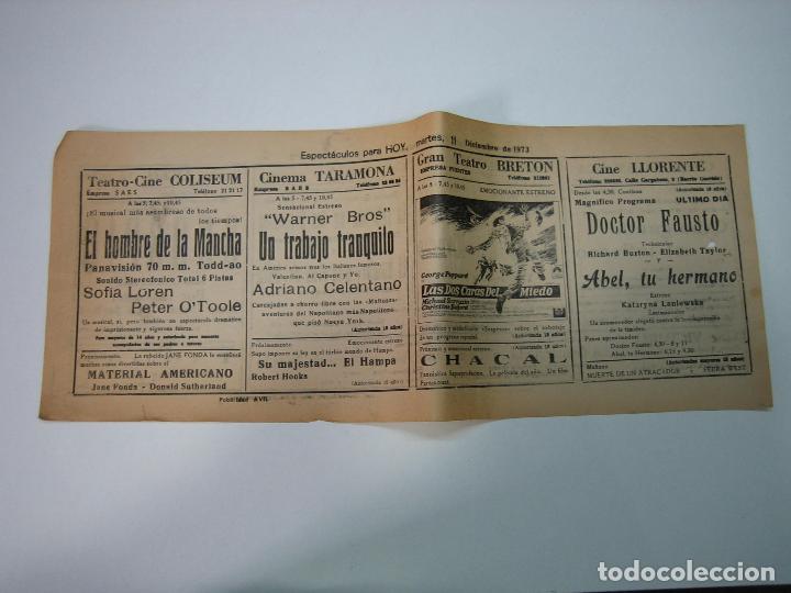 Carteles espect&aacute;culos: Antiguo programa de cines. Cartelera de peliculas 1972 - Foto 2