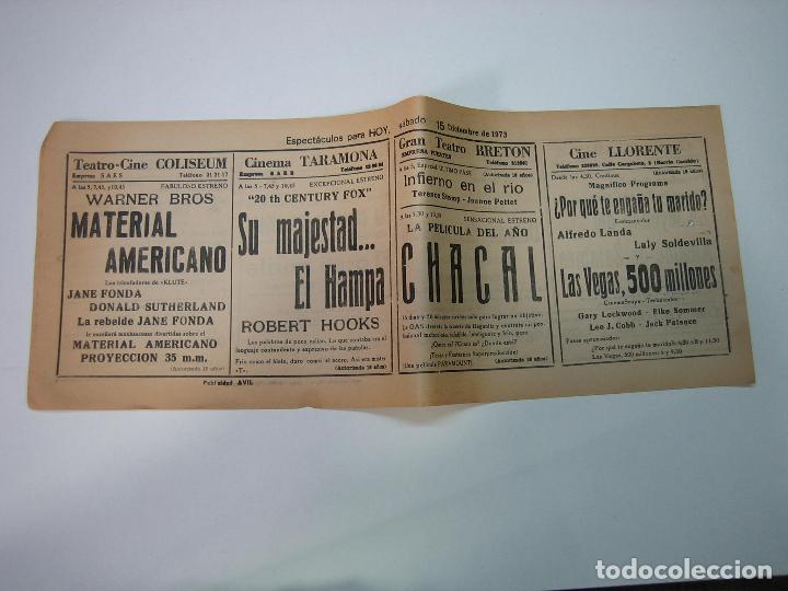 Carteles espect&aacute;culos: Antiguo programa de cines. Cartelera de peliculas 1972 - Foto 1