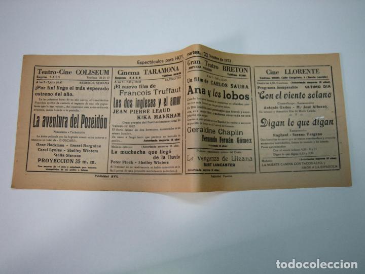 Carteles espect&aacute;culos: Antiguo programa de cines. Cartelera de peliculas 1972 - Foto 2