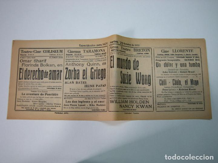 Carteles espect&aacute;culos: Antiguo programa de cines. Cartelera de peliculas 1972 - Foto 2